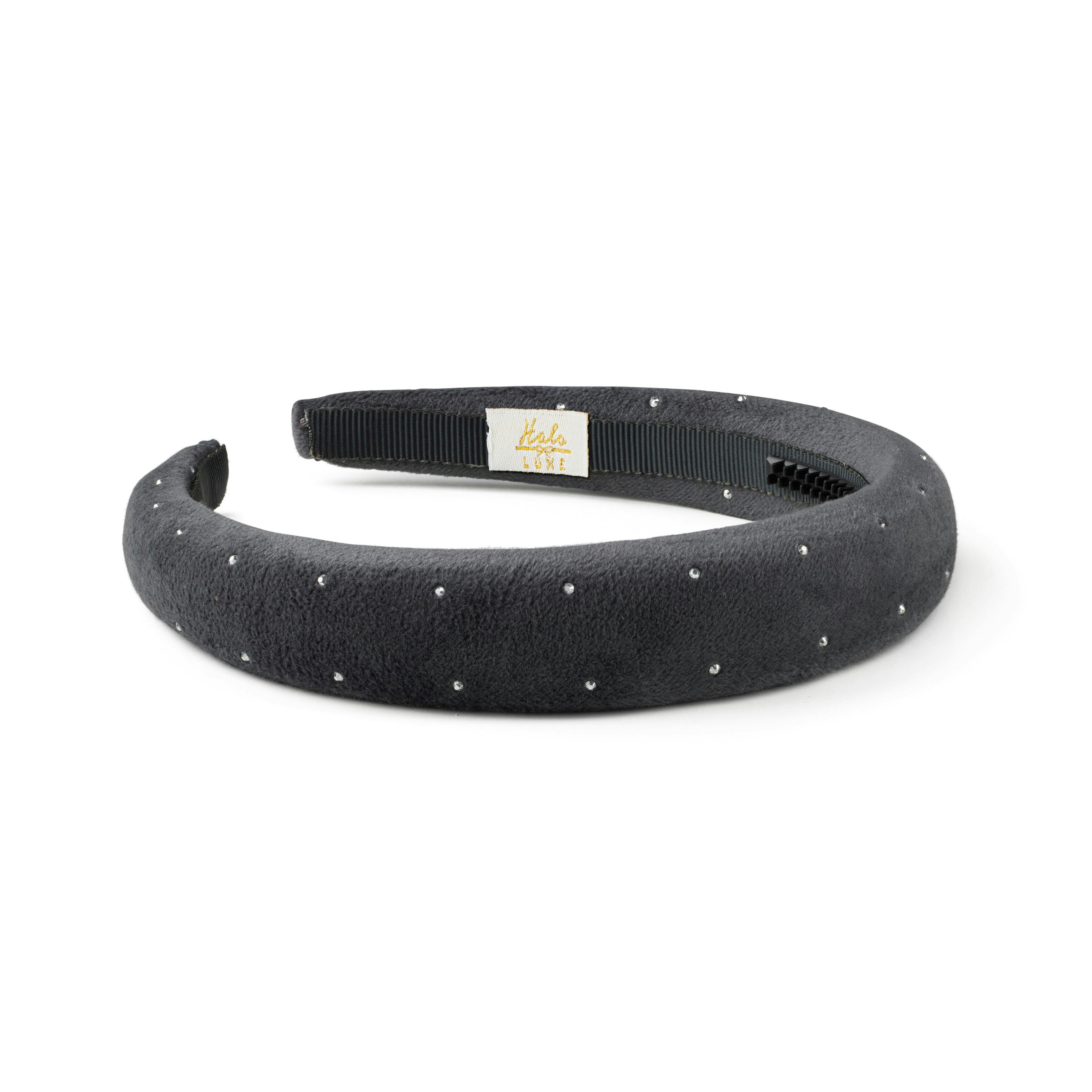 Halo Luxe Vivienne Studded Velvet Headband - Gray