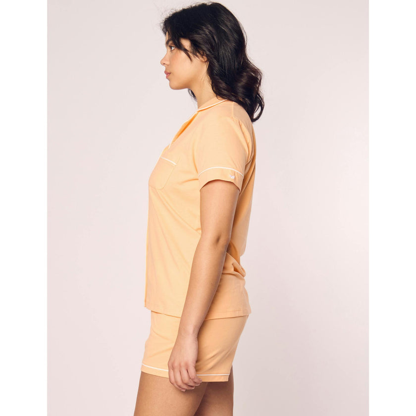 Women's Pima Short Sleeve Short Set in Pink