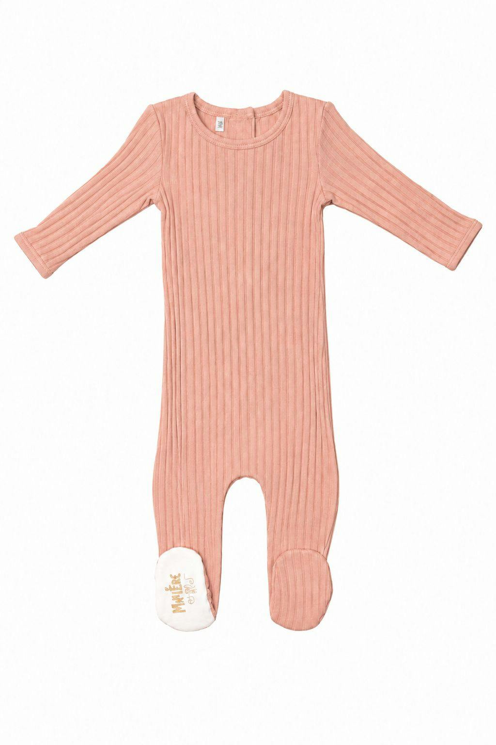 Ribbed Fine Cotton Footie Mauve