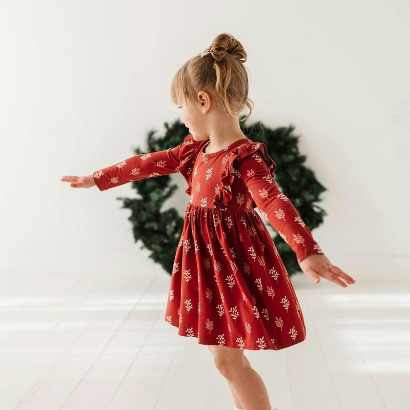 Girl's Long Sleeve Ruffle Dress