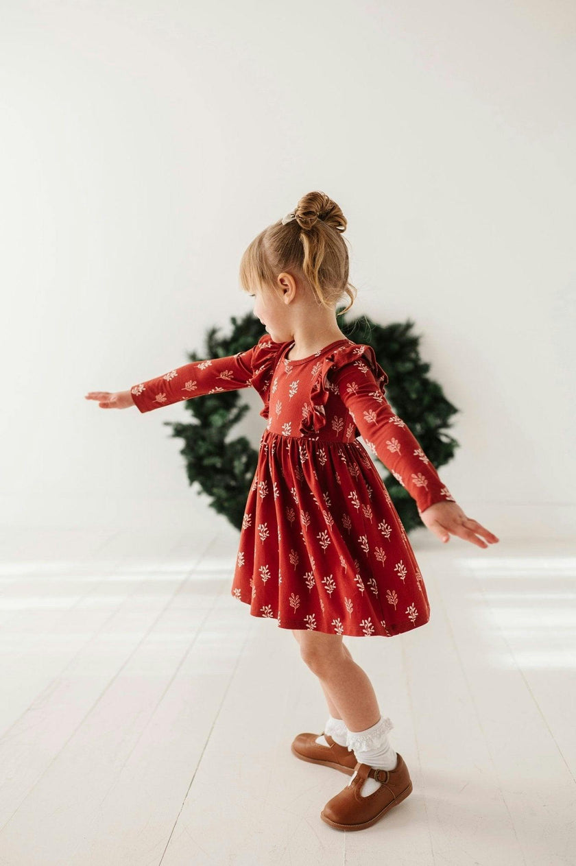 Girl's Long Sleeve Ruffle Dress