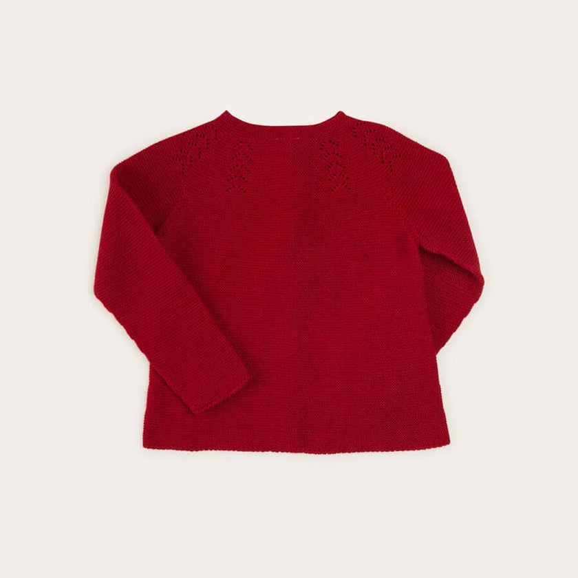Openwork Cardigan In Burgundy (6mths-10yrs)