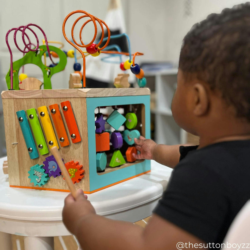 Preschool Play Lab Large Wooden Activity Learning 7-side Cube