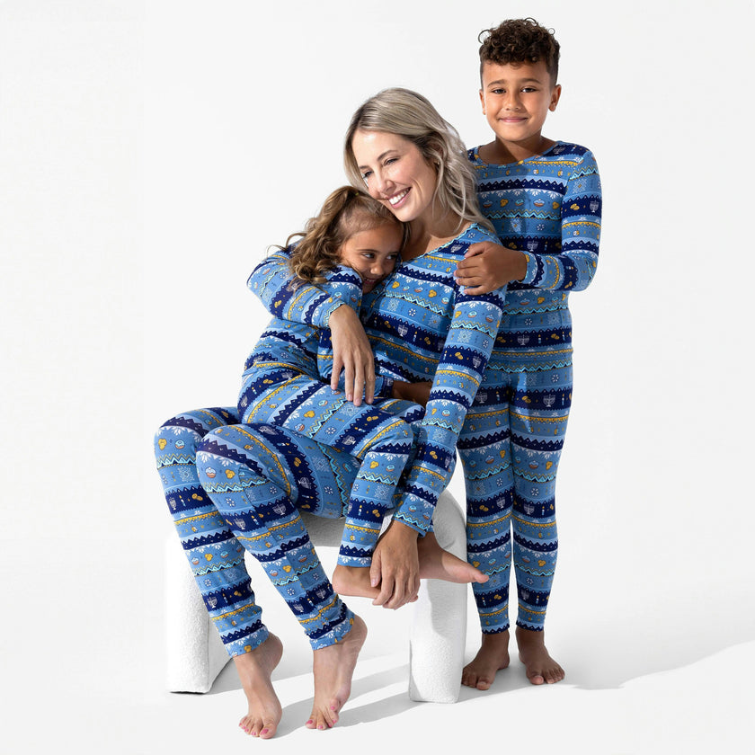 Hanukkah Fair Isle Bamboo Kids Pajamas
