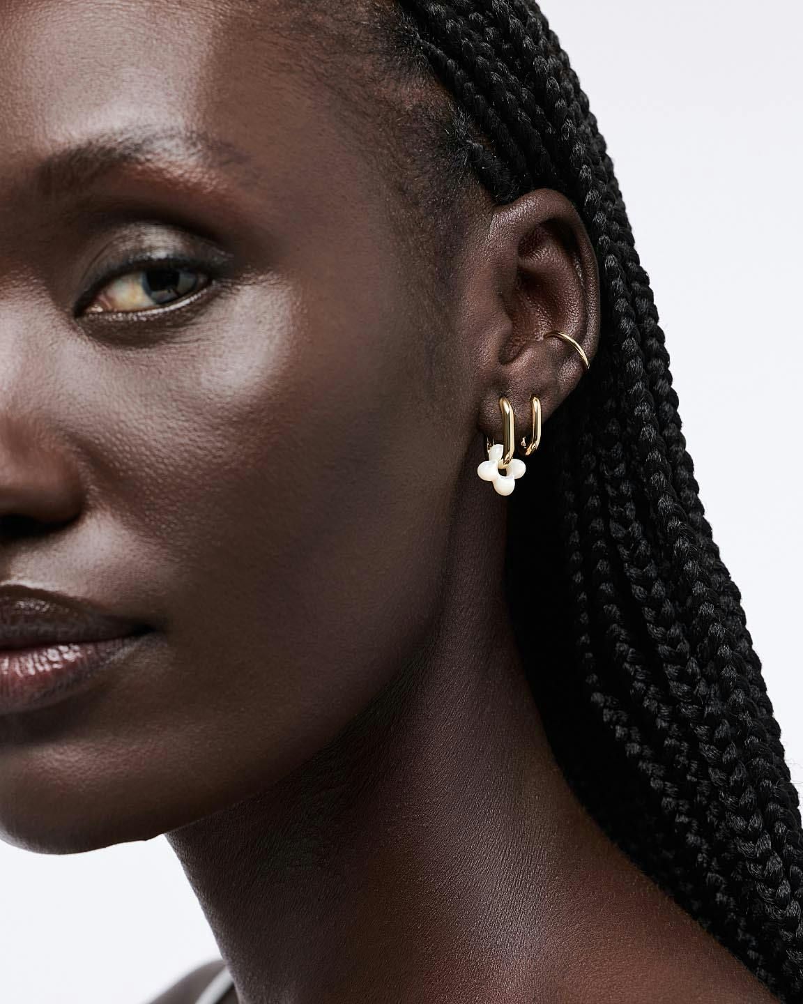 Flower Earrings - Cassia Hoops Mother of Pearl