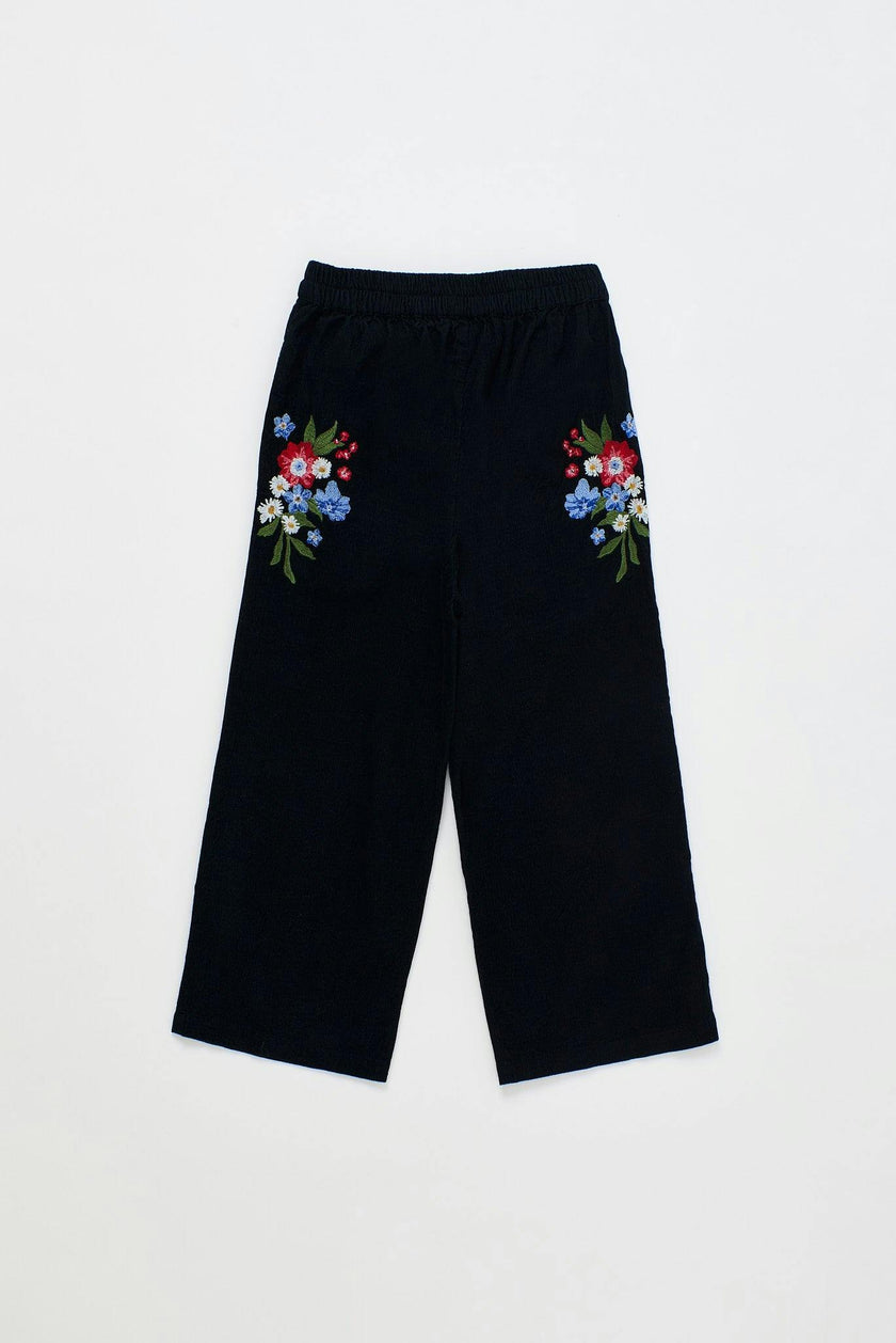 FLORECITAS MICROCORDUROY PANTS BLACK