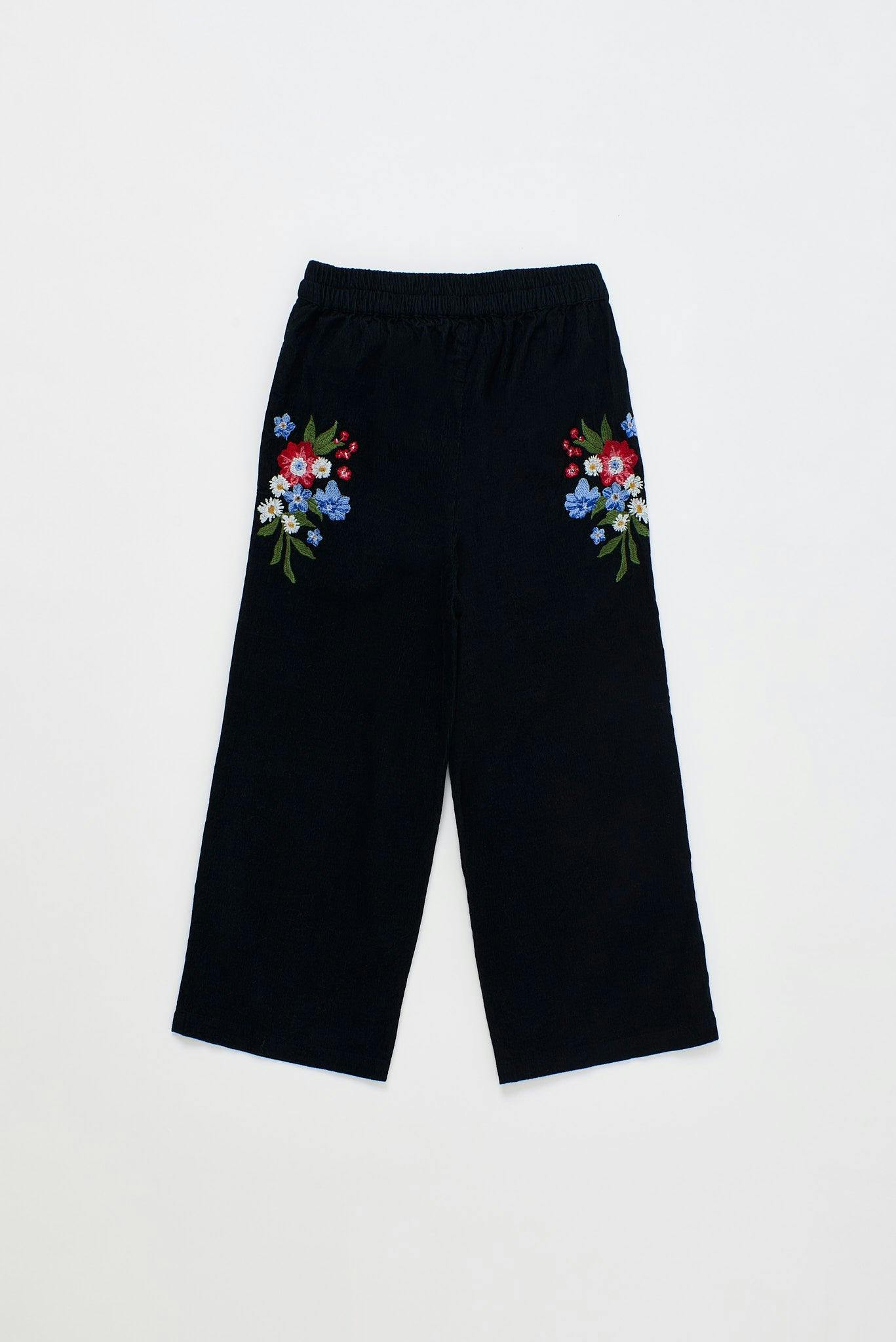 FLORECITAS MICROCORDUROY PANTS BLACK