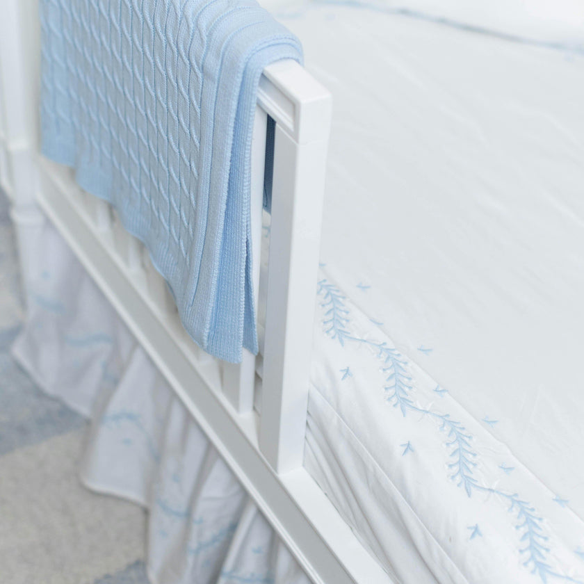 Embroidered Crib Skirt - Sky
