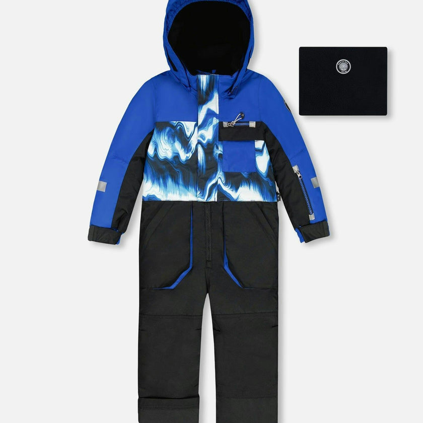 One-Piece Play Snowsuit with Print and Colorblocking