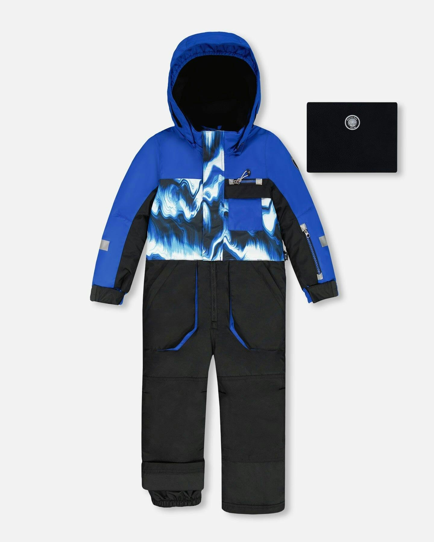 One-Piece Play Snowsuit with Print and Colorblocking