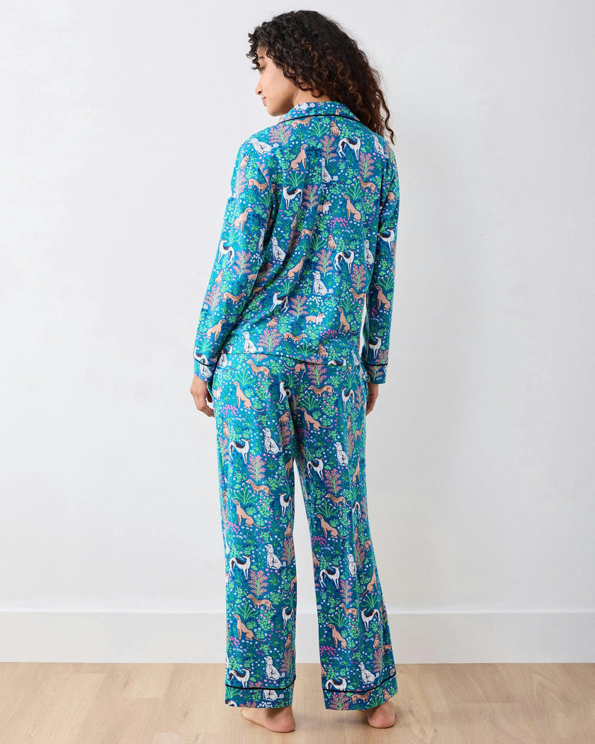 Must Love Dogs - Organic Pima Modal Knit Long PJ Set - Cerulean
