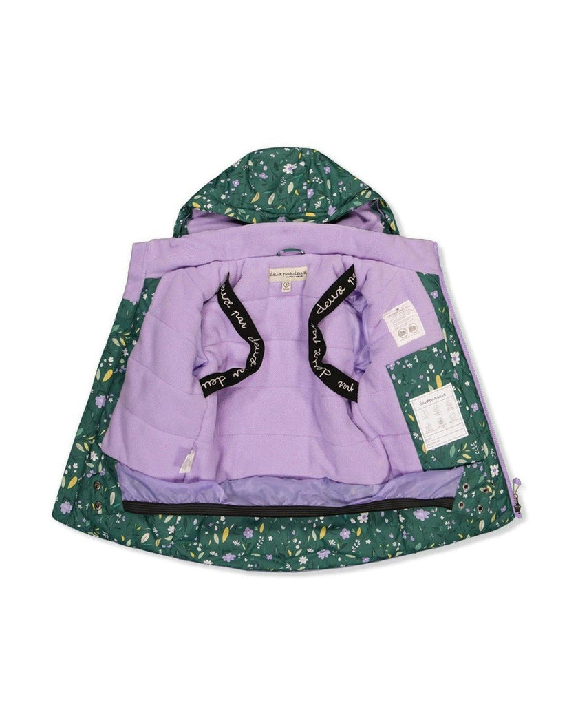Two Piece Play Snowsuit Green Mini Flower Print