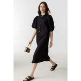 Bubble Linen Dress - Black