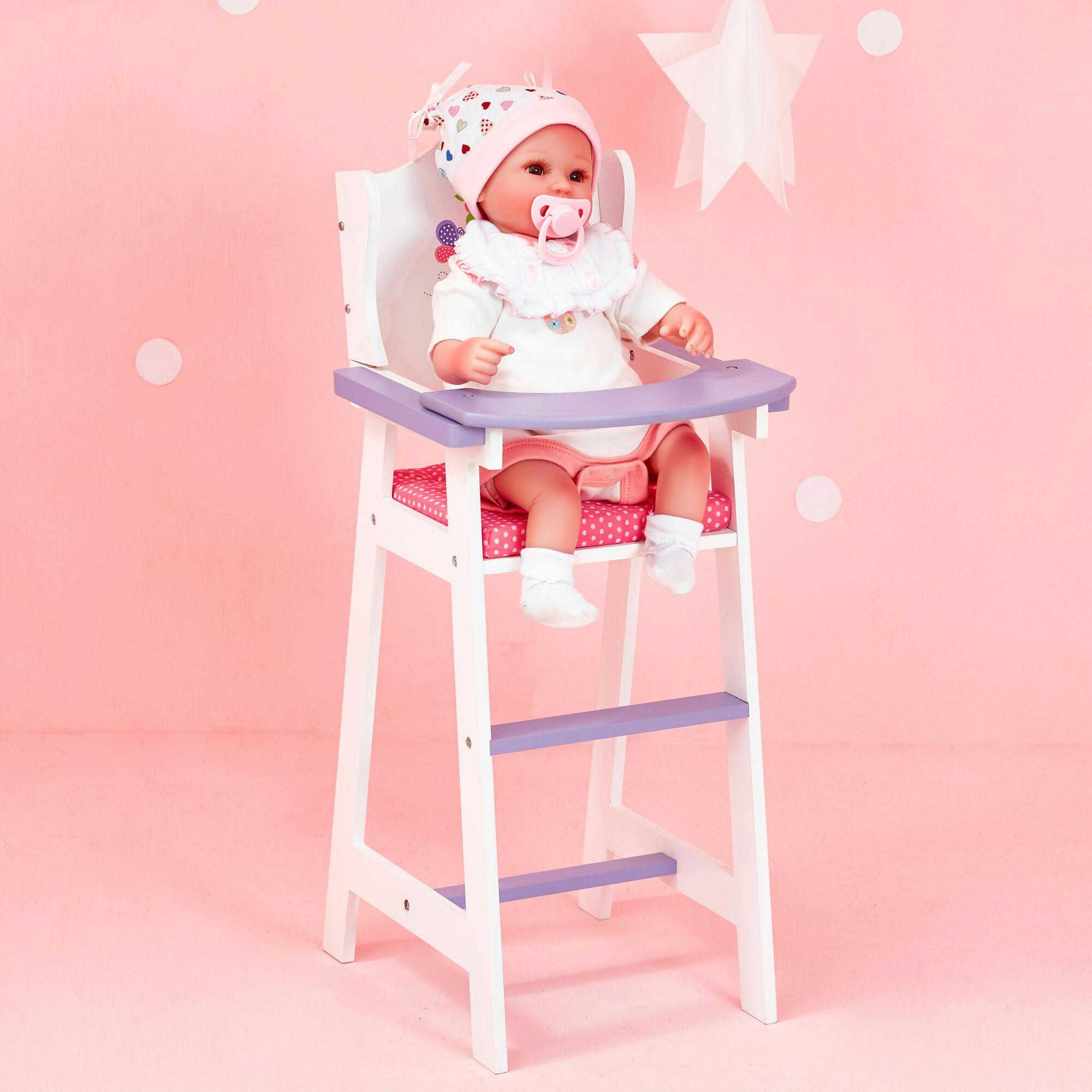 Olivia's Little World Wooden Baby Doll High Chair