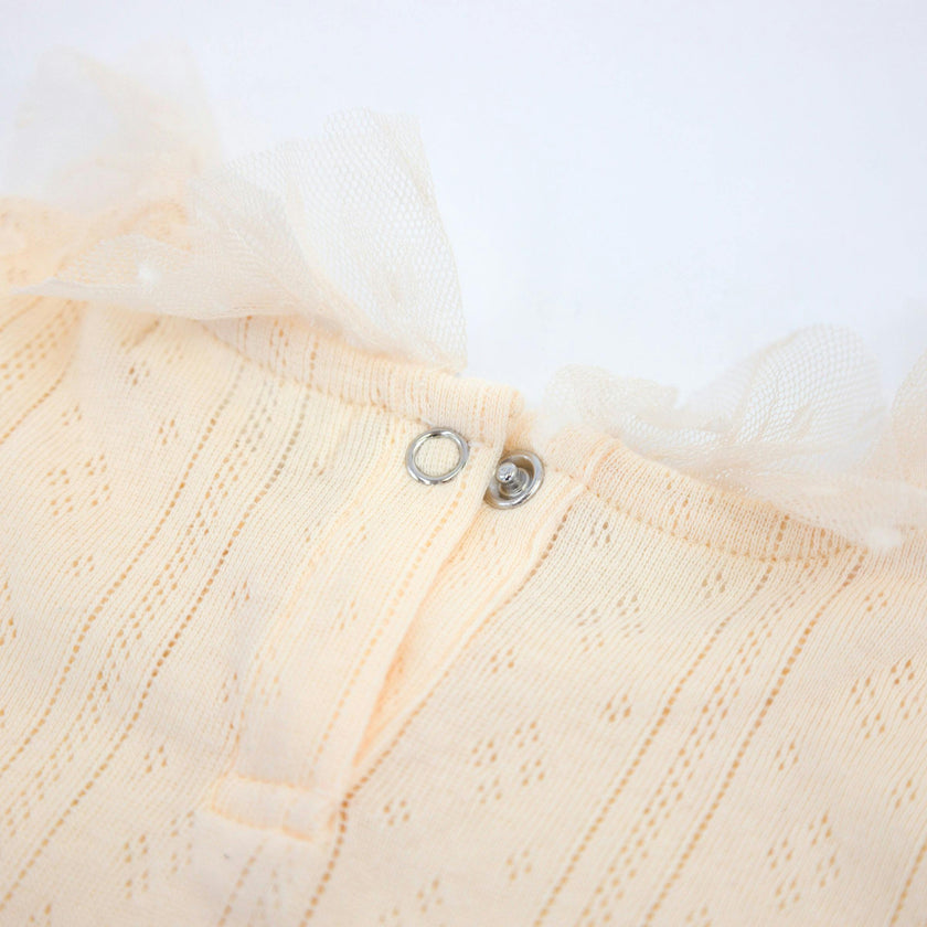 Pointelle Dotted Mesh Collar Two Piece Set