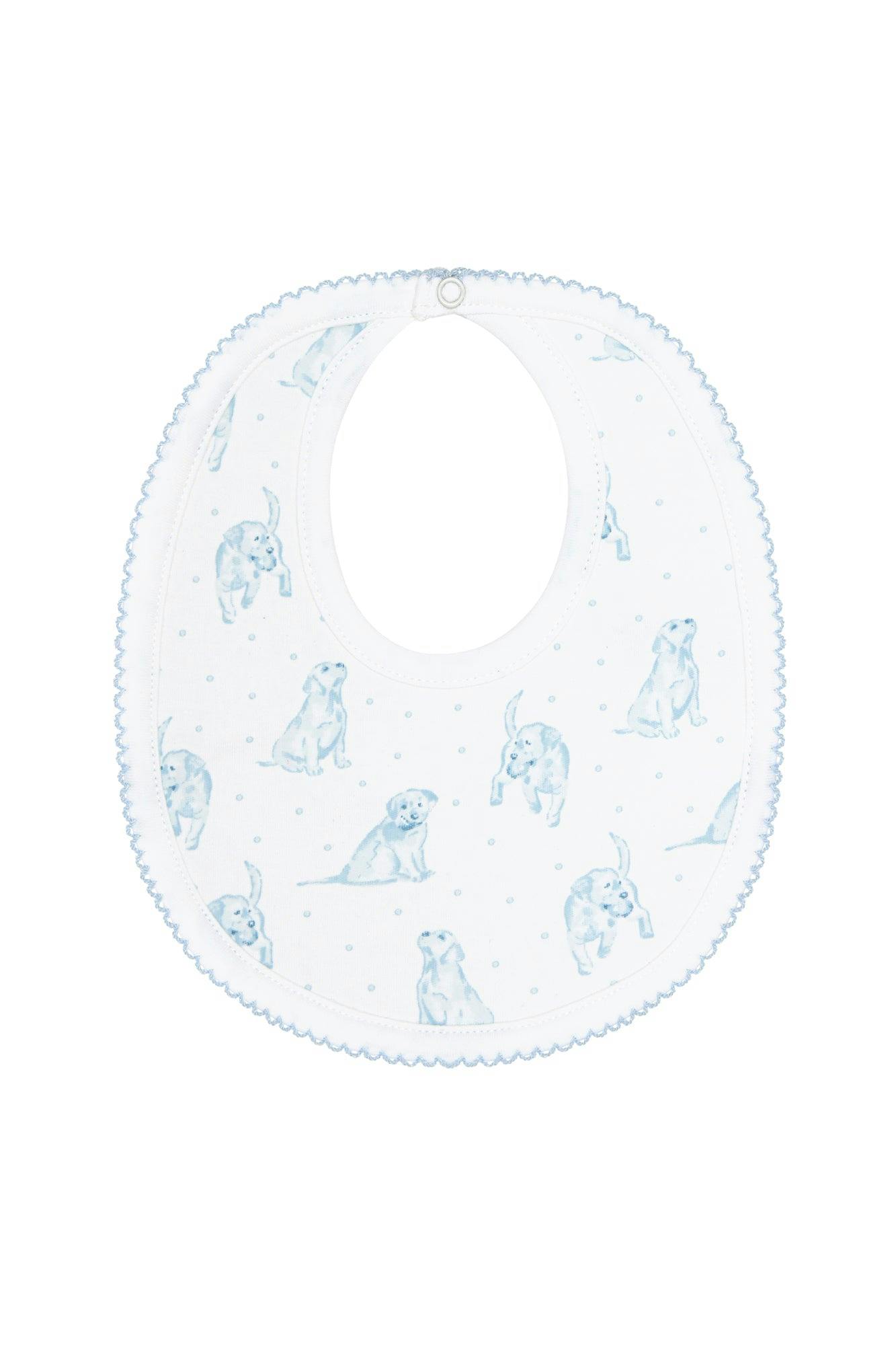 Blue Puppy Love Print Bib