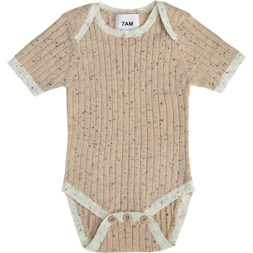 Ribbed Knit Short Sleeve Retro Bodysuit