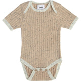 Ribbed Knit Short Sleeve Retro Bodysuit