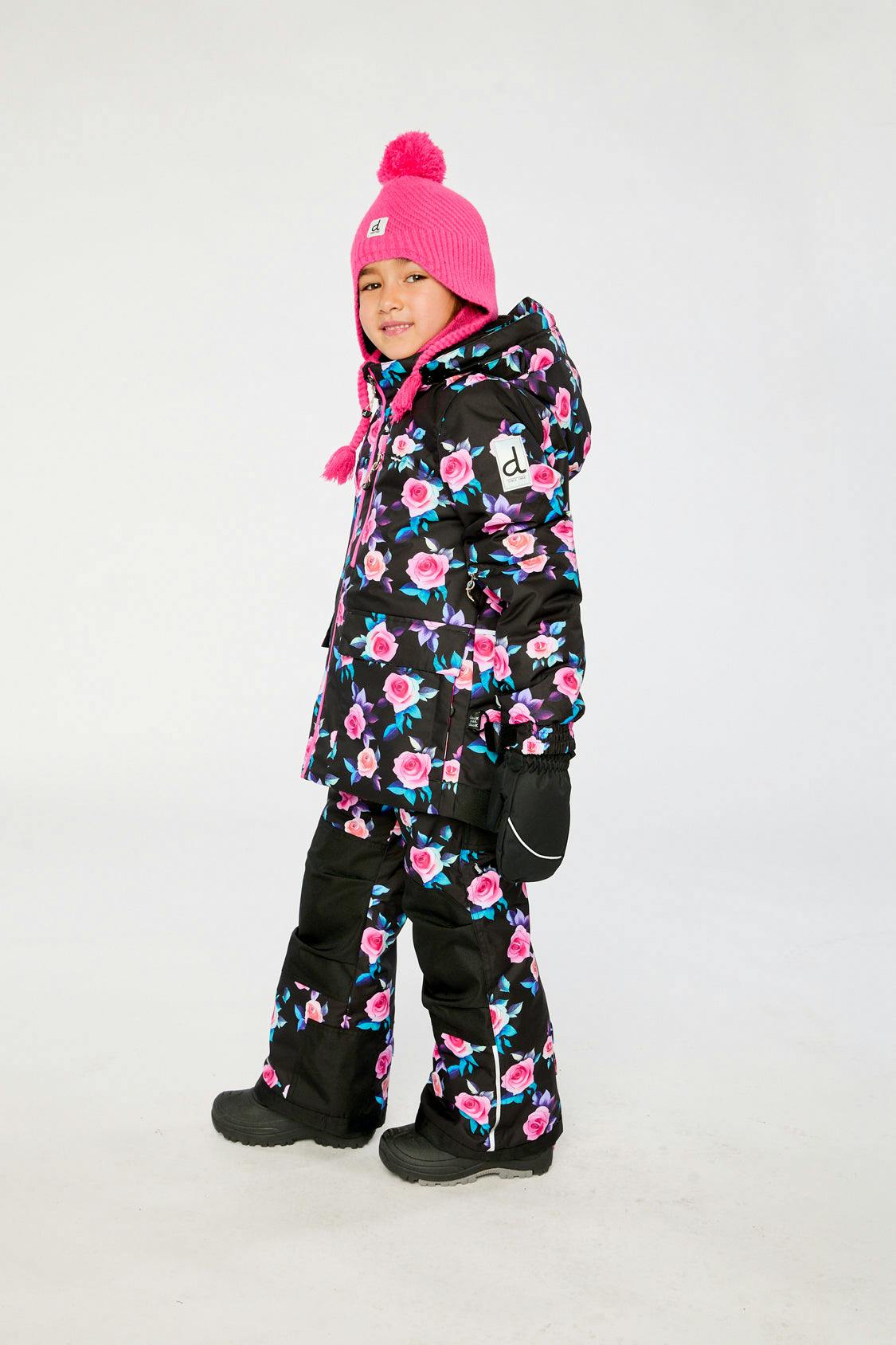 Two Piece Play Snowsuit Black Rose Print