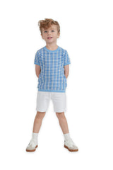 Basket Weave Short Sleeve Knit Sweater