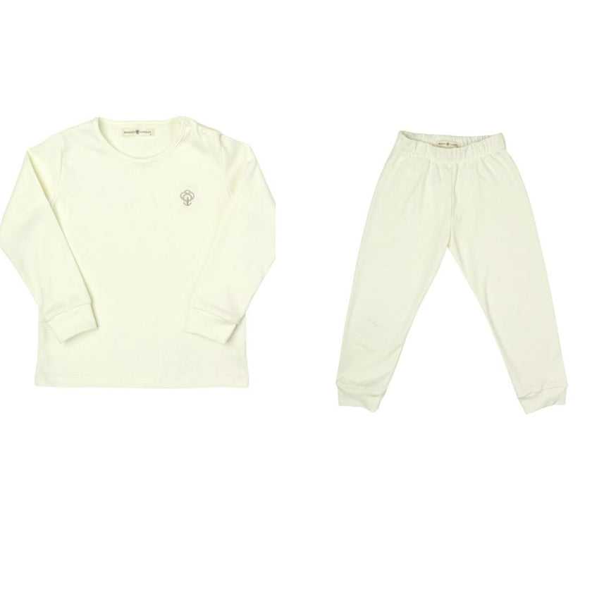Cream Pajama Set in Organic Pima Cotton