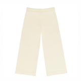 unisex cream wide leg knit pant