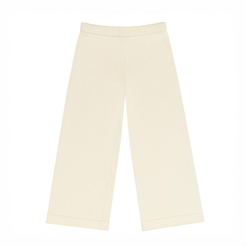 unisex cream wide leg knit pant