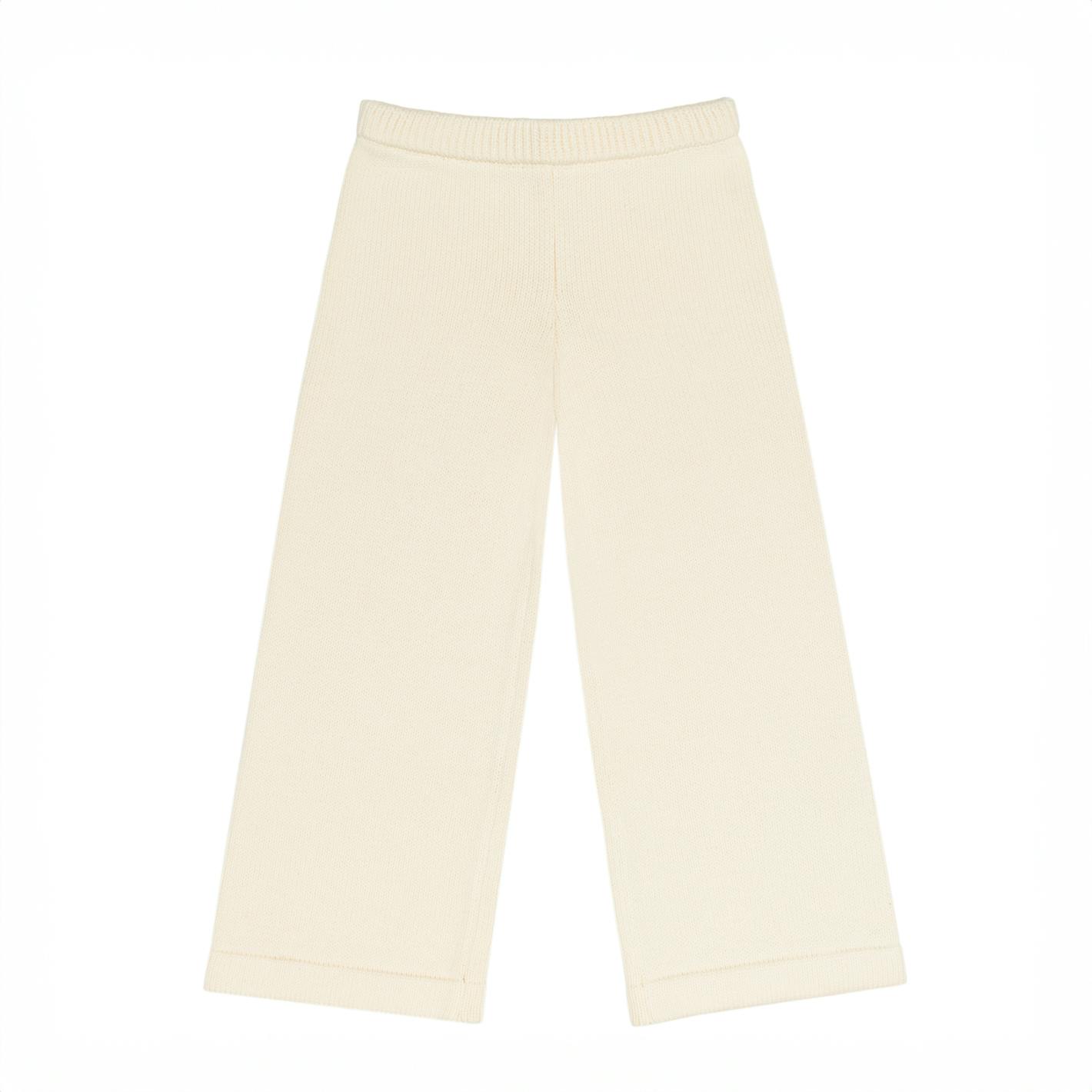 unisex cream wide leg knit pant