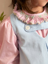 Pink Gingham Ruffle Smocked Blouse