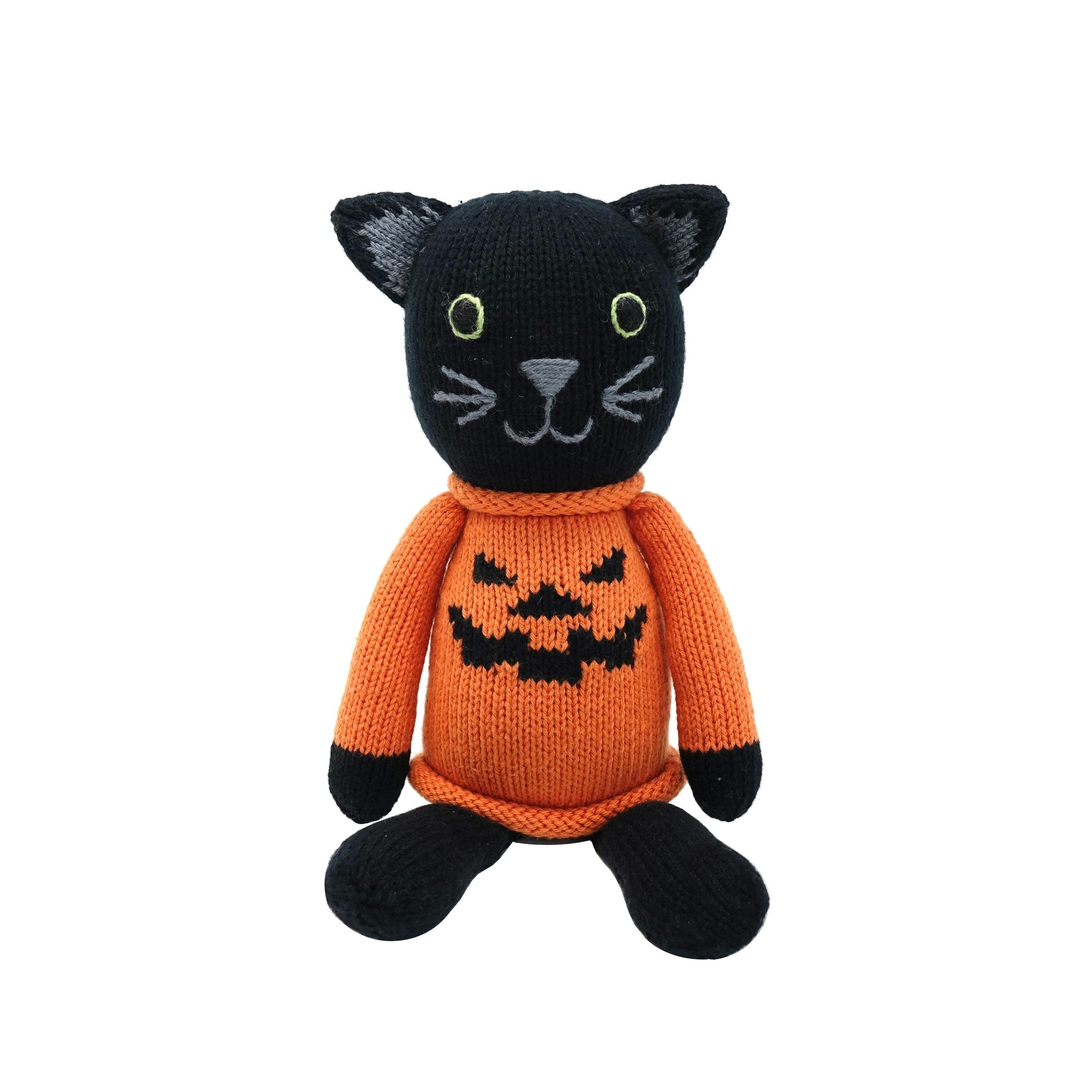 Knit Halloween Cat Plush