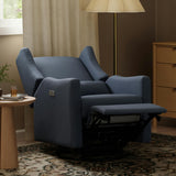 Kiwi Electronic Recliner and Swivel Glider with USB port in Performance Navy Eco-Twill