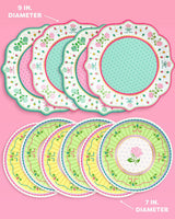 Tea Party Plates - 32 pastel floral plates