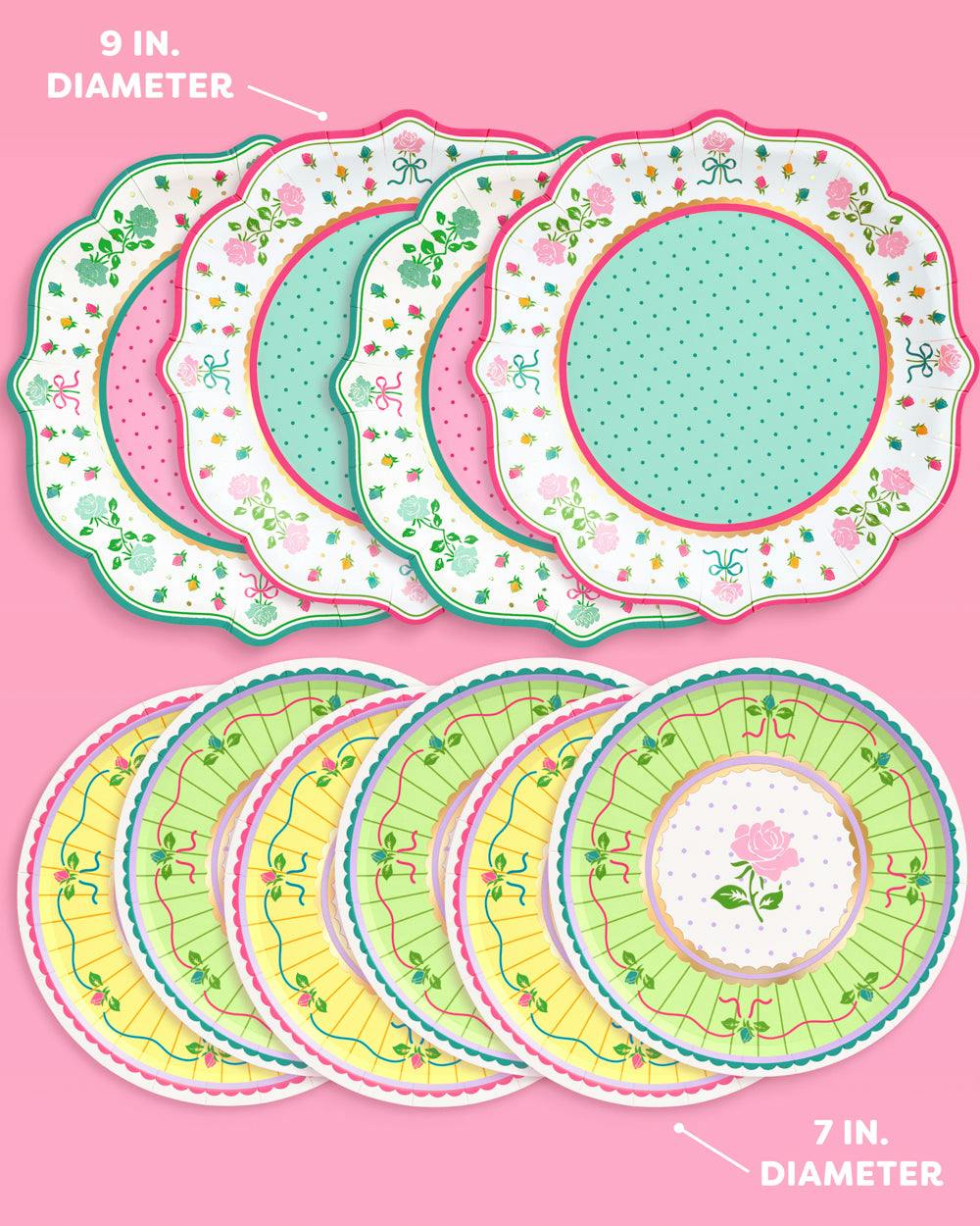 Tea Party Plates - 32 pastel floral plates