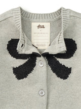Bow Cardigan, Med Heather Grey