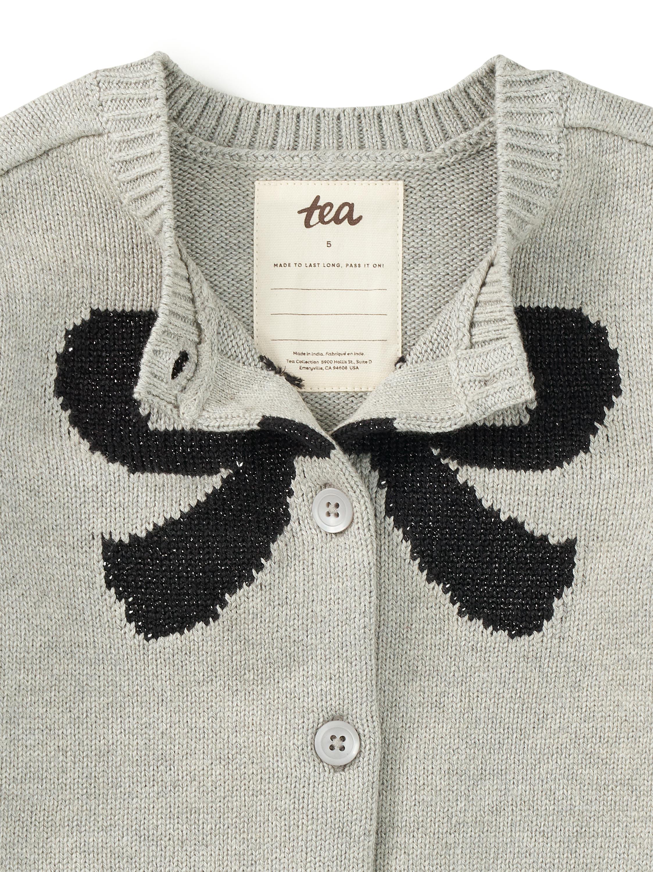 Bow Cardigan, Med Heather Grey