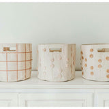 Handmade Canvas Storage Basket Pom Pom