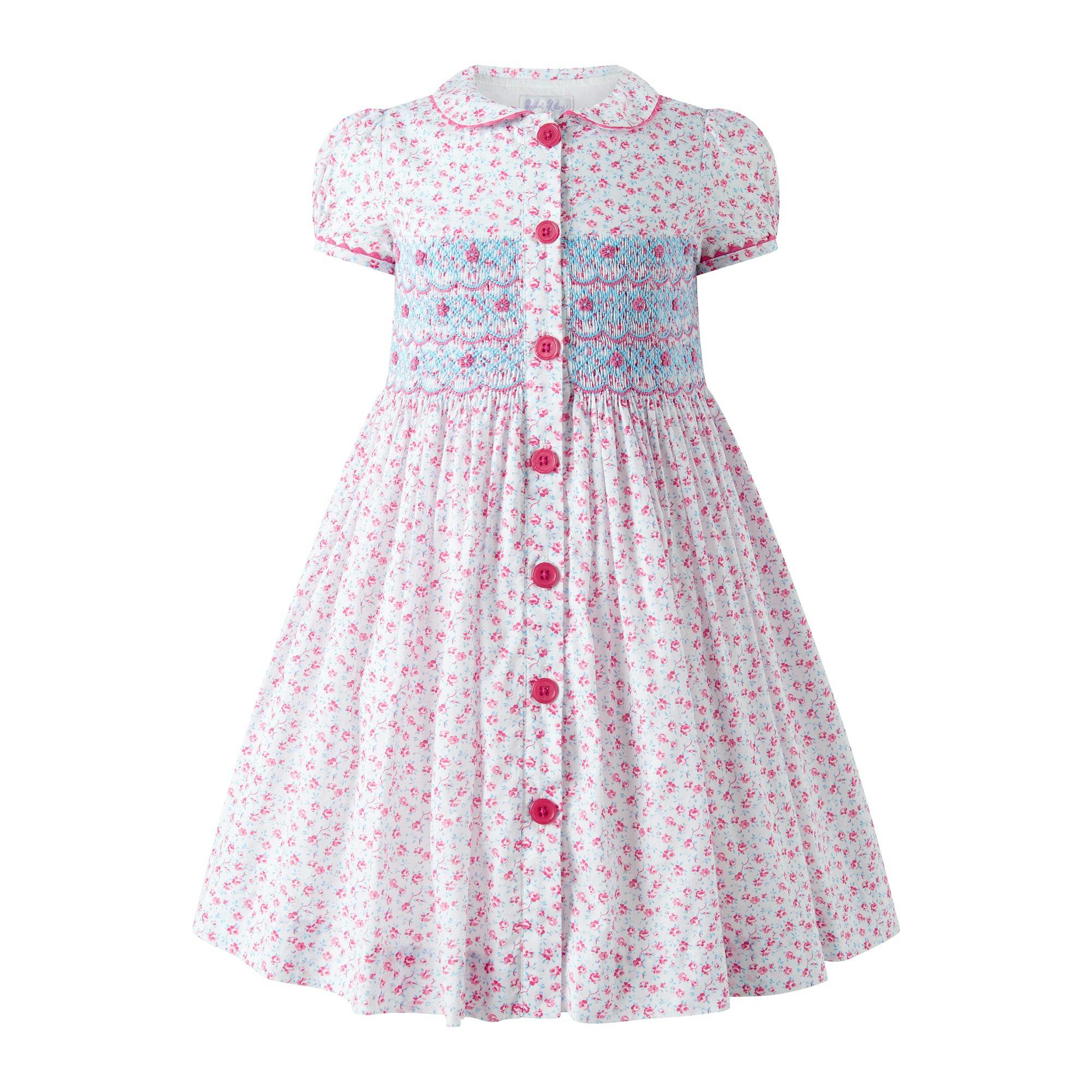 Floral Smocked Button-Front Dress