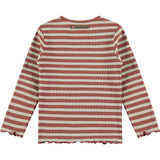 Flower Striped Long Sleeve Lettuce Hem T-Shirt