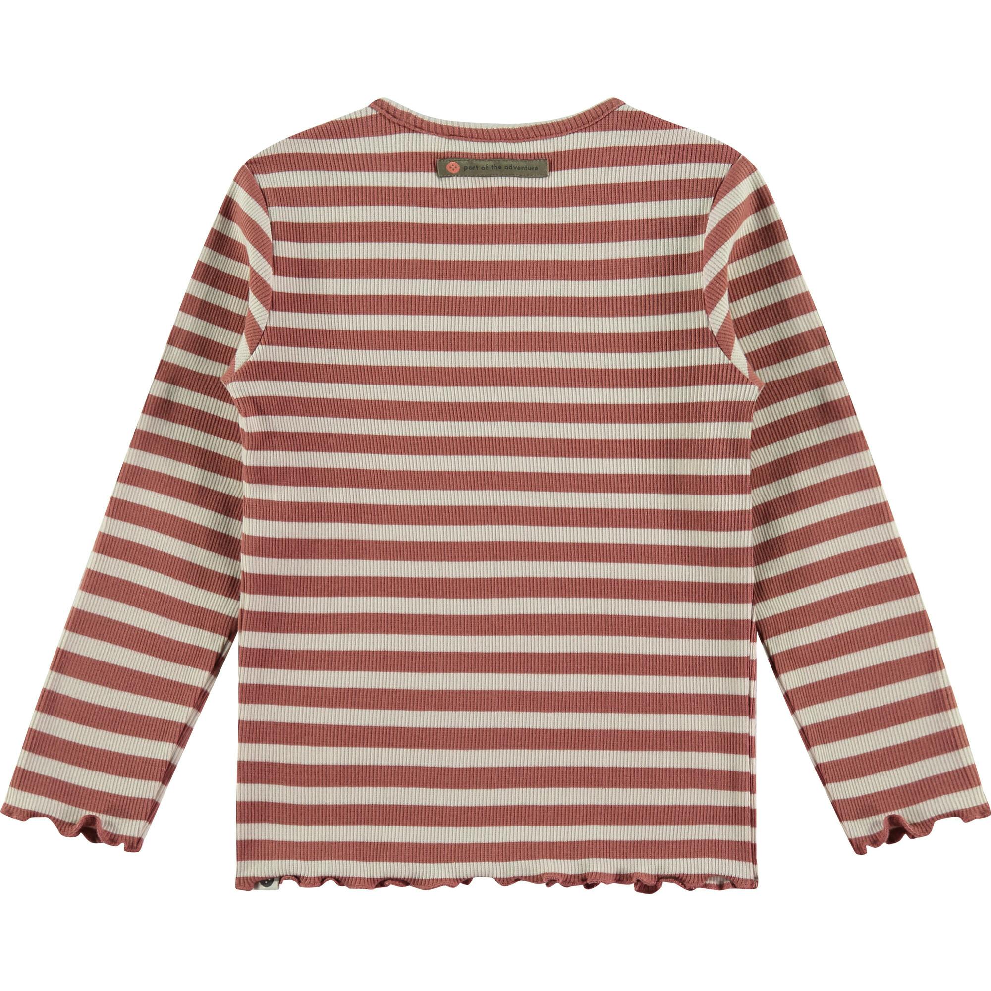 Flower Striped Long Sleeve Lettuce Hem T-Shirt