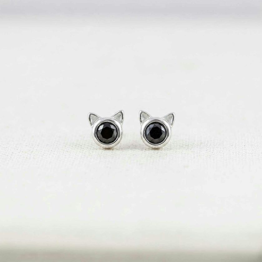 Black Cat Stud Earrings