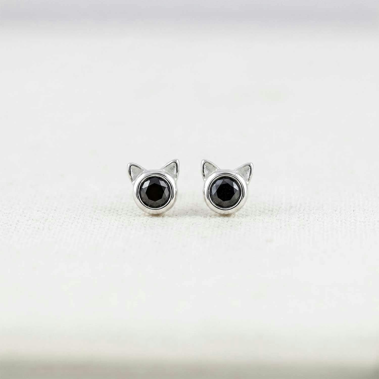 Black Cat Stud Earrings