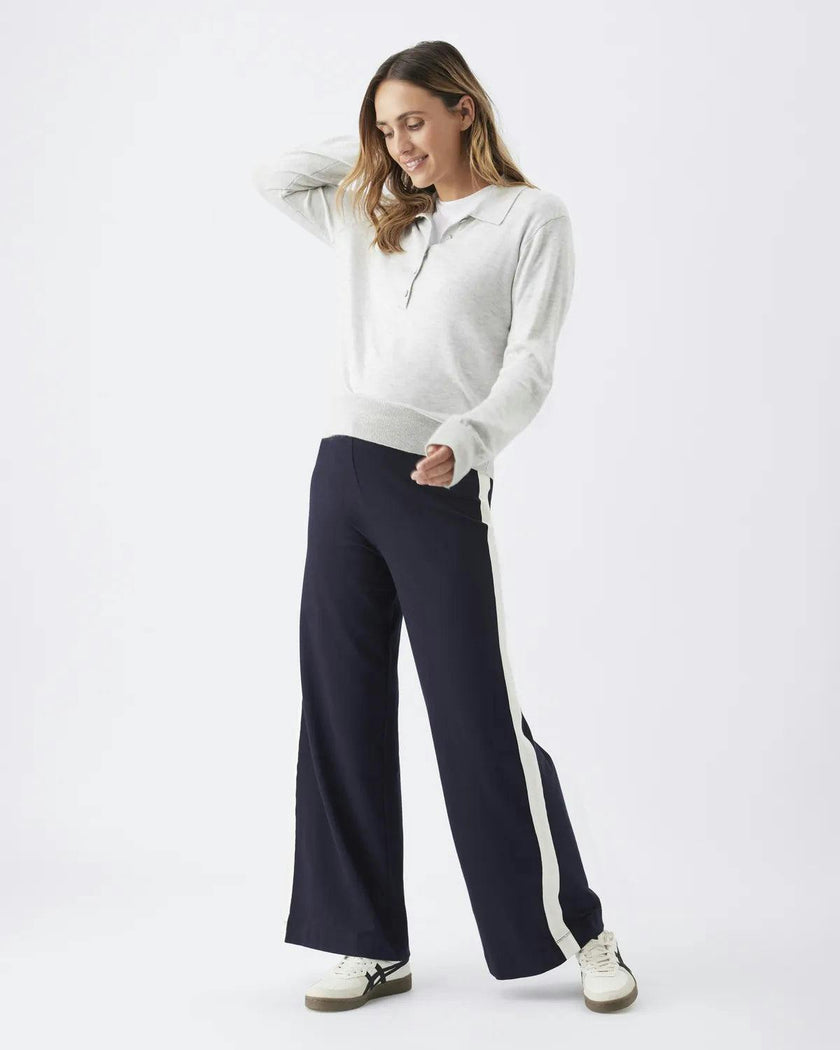 Ari Wide Leg Pant Midnight / White