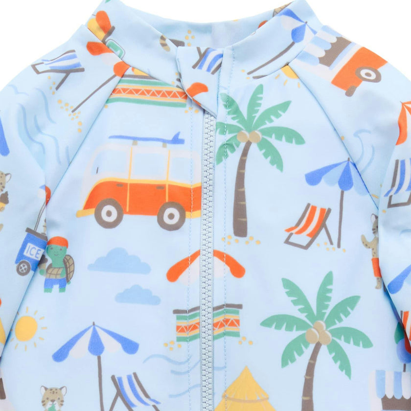 Printed L/S Sunsuit and Hat Cancun Print