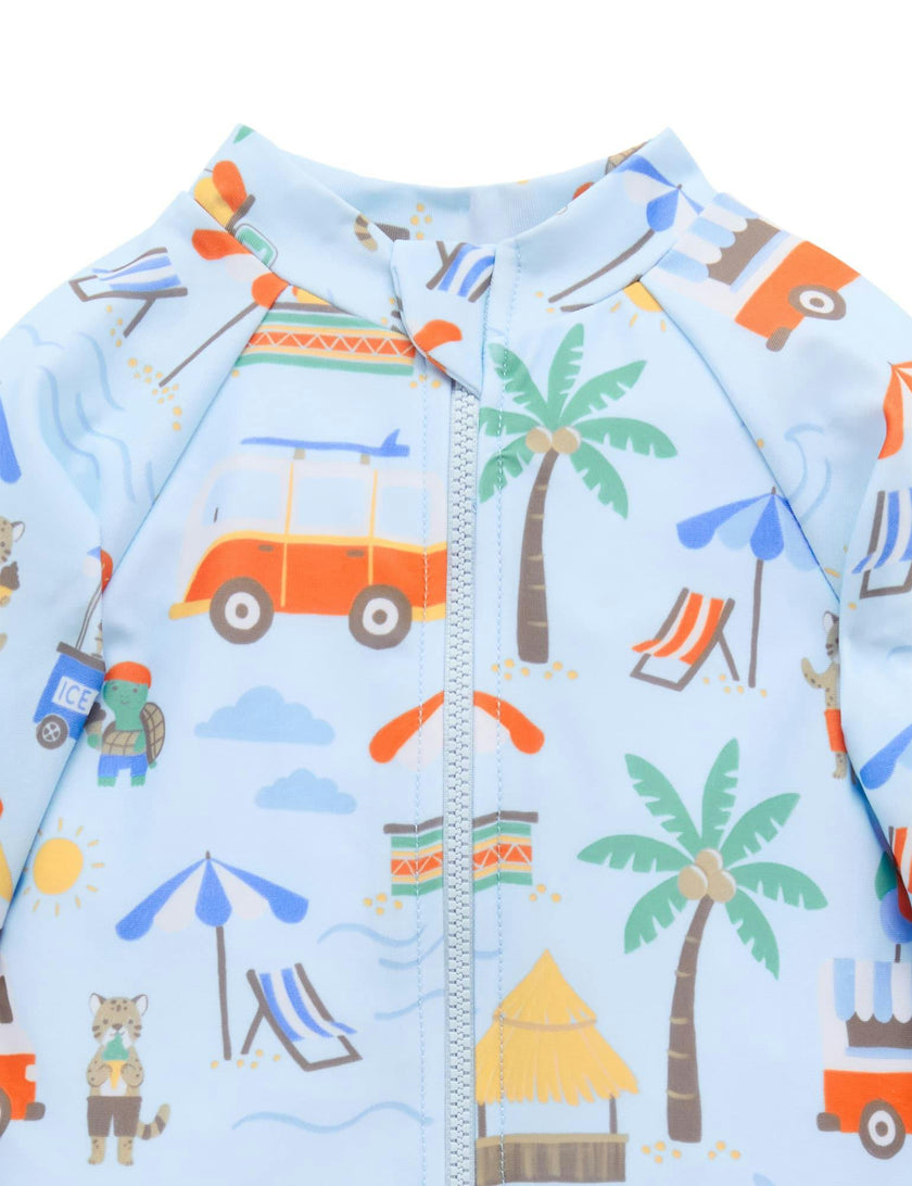 Printed L/S Sunsuit and Hat Cancun Print