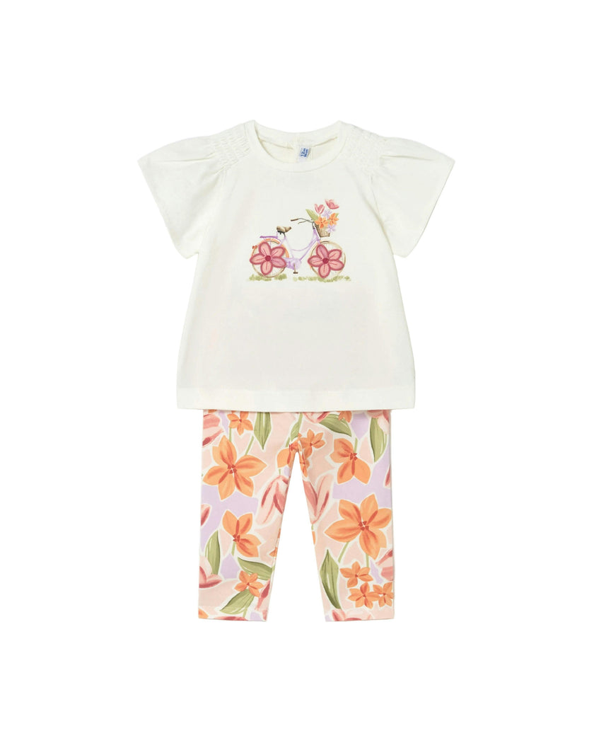 Graphic Top and Floral Legging Set