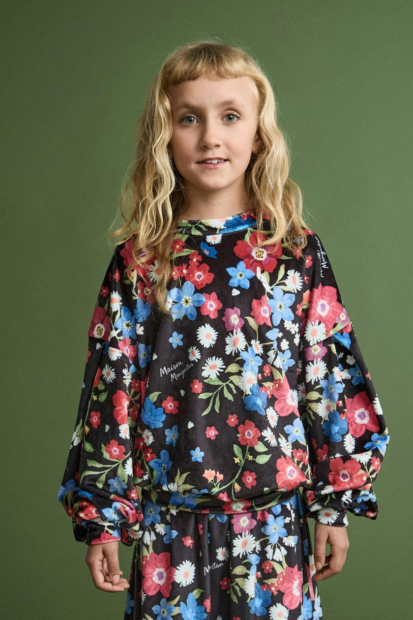 FLORECITAS VELVET SWEATSHIRT BLACK