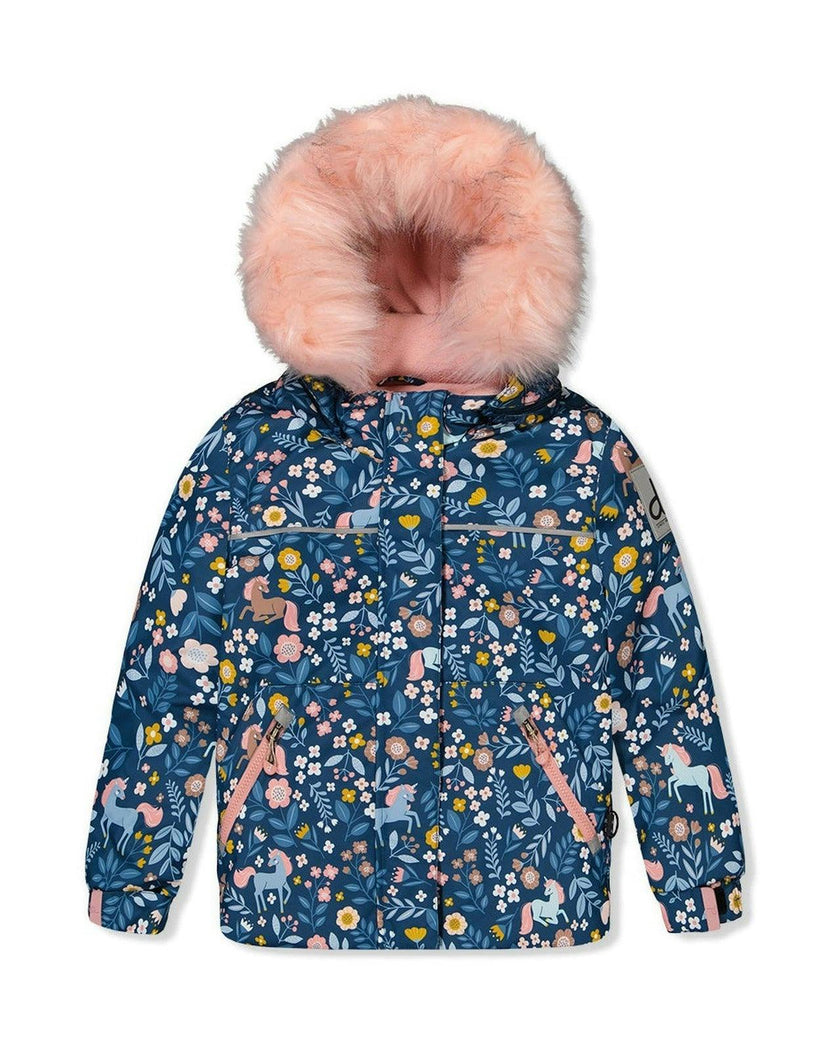 Two Piece Discover Snowsuit Blue And Pink Unicorn Print
