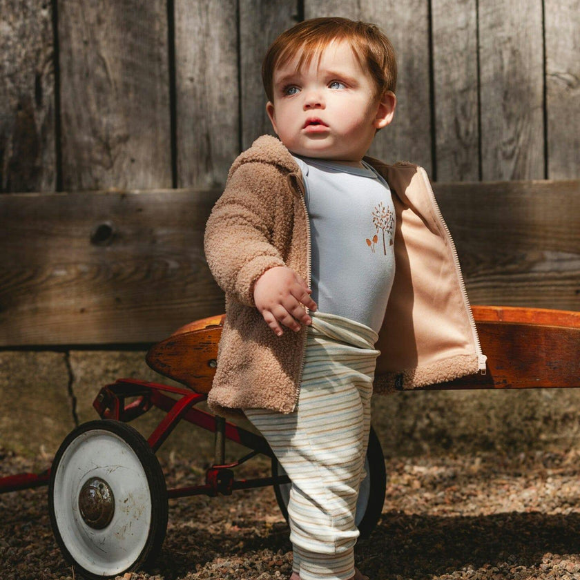 Organic Cotton Evolutive Pants Striped Heather Beige and Gray