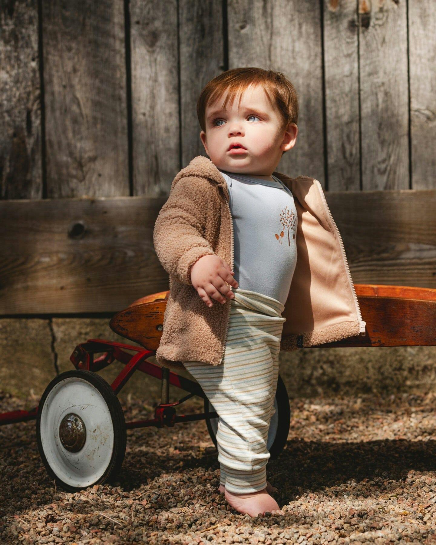 Organic Cotton Evolutive Pants Striped Heather Beige and Gray