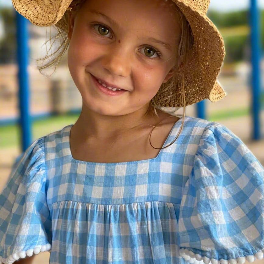 Cornflower Gingham Beach Dress
